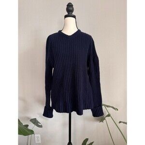 Abercrombie & Fitch Men’s L Navy Ribbed V-Neck Lambswool Heritage Sweater